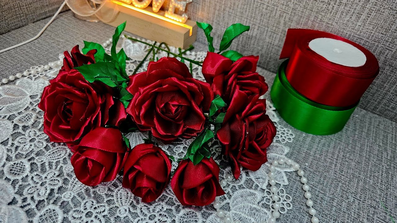 DIY Ribbon Roses & Buds 🌹 | How to Make Beautiful Rose Flowers from Ribbon 