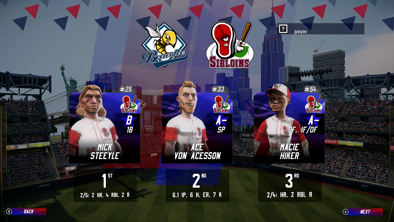 슈퍼메가베이스볼4 챔피언십 1차전 Super Mega Baseball 4 (BEEWOLVES SURLOINS) Ego 72 #투구공략