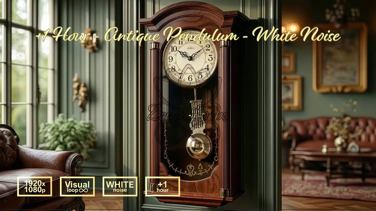 Antique Pendulum Clock Loop (1+ Hour) | Quiet Vintage Room Ambience (No Music)