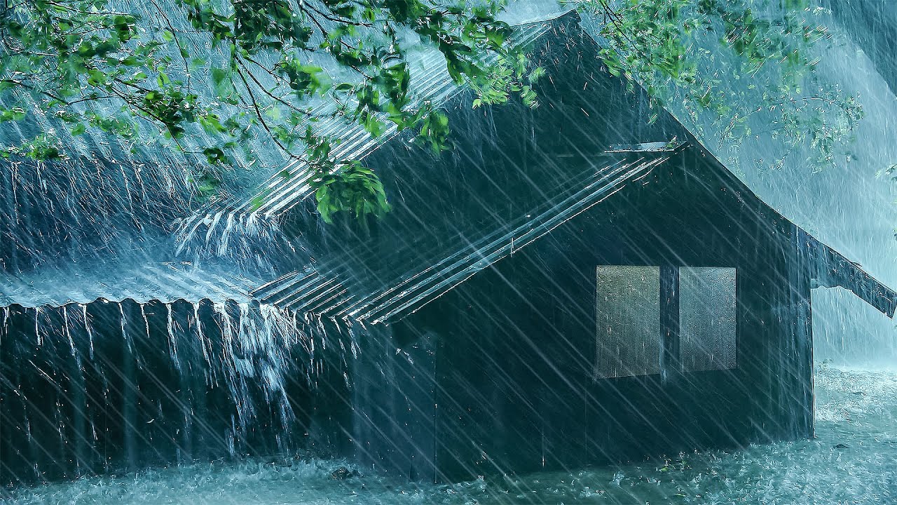 You can Easily Fall Asleep with Intense Rainstorm, Mighty Thunder & Storm Wind on Hurricane Night