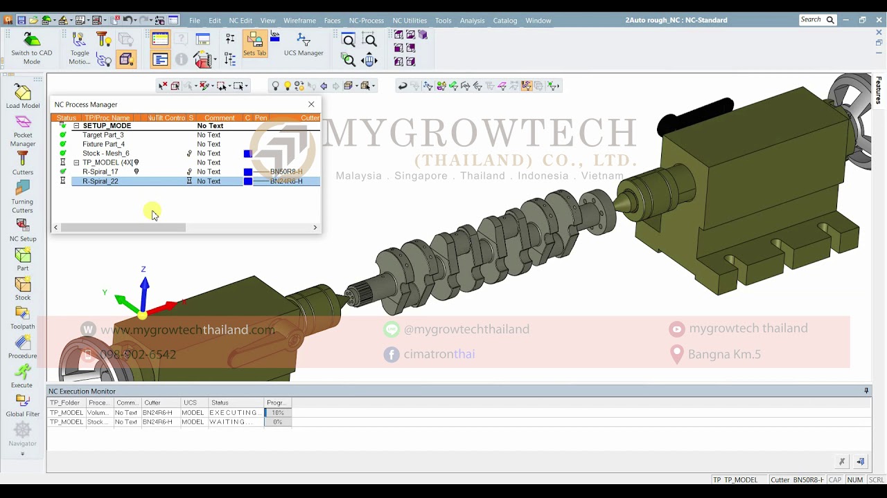 Cimatron 15 -  Auto rough  3+2axis / 3+1axis งานกัดหยาบหมุนเลือกแกนอัตโนมัติ  MYGROWTECH THAILAND