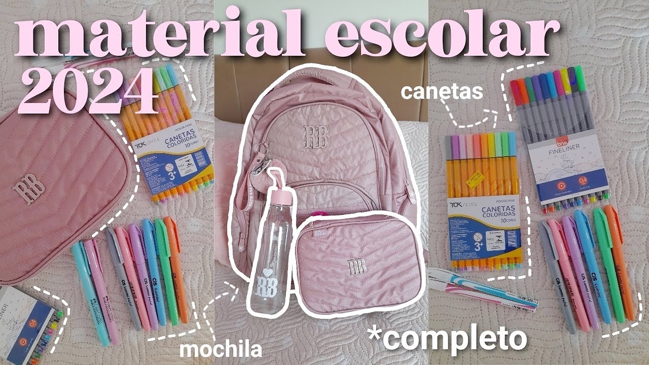meu material escolar 2024 | canetas, marca texto e caderno 🎀🤍
