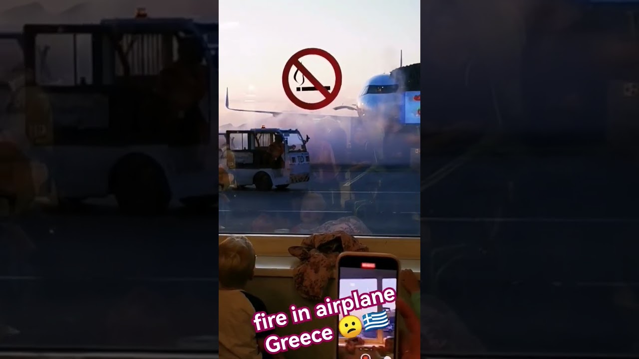 Airplane Airbus Cought Fire  at Greece Airport 