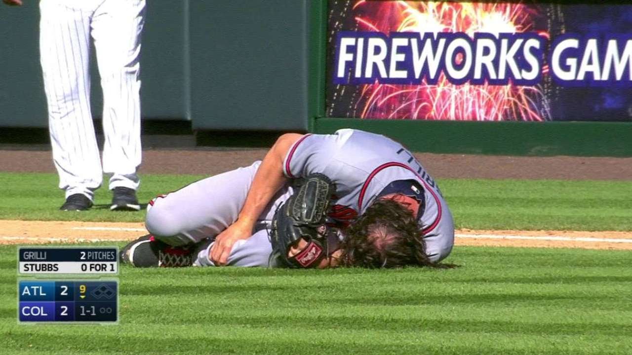 ATL@COL: Grilli ruptures left achilles tendon