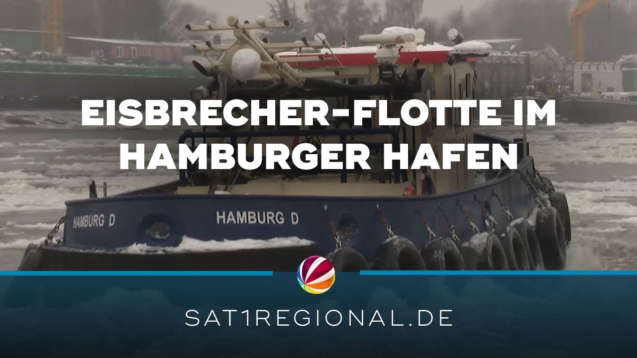 Eisbrecher-Flotte im Hamburger Hafen unterwegs