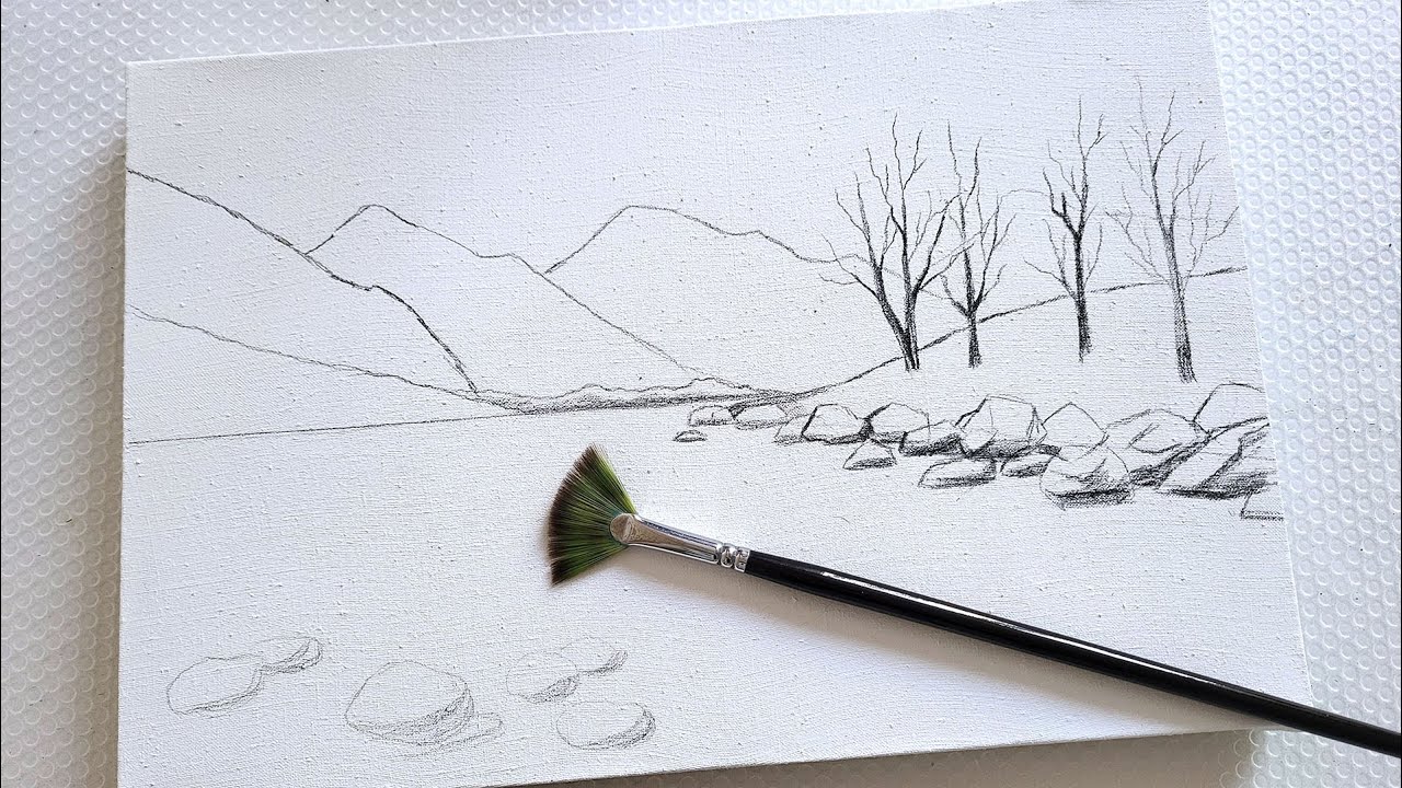 Clear Mountain Lake / Landscape Acrylic Painting / Step by step