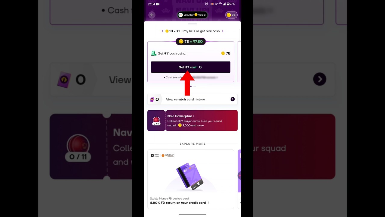 navi app me coins redeem kaise kare ! navi app me coin ke paise kaise nikale 🤔 #navi #earningapp