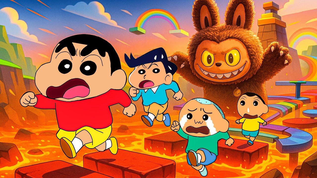 Shinchan And His Friends Trying To Escape Labubu Obby | Roblox Labubu Prison Run | Funny Game 😂