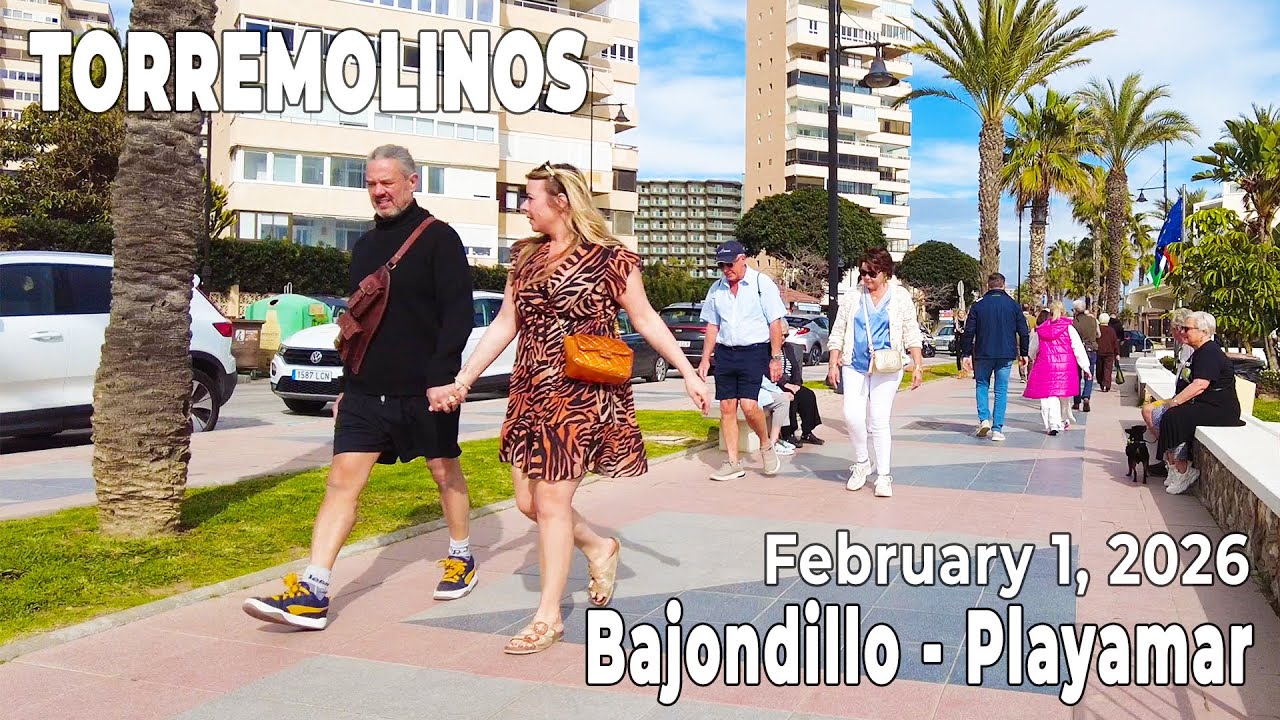 Torremolinos February 1, 2026 Bajondillo Playamar Promenade Walk Malaga Costa del Sol Spain [4K]