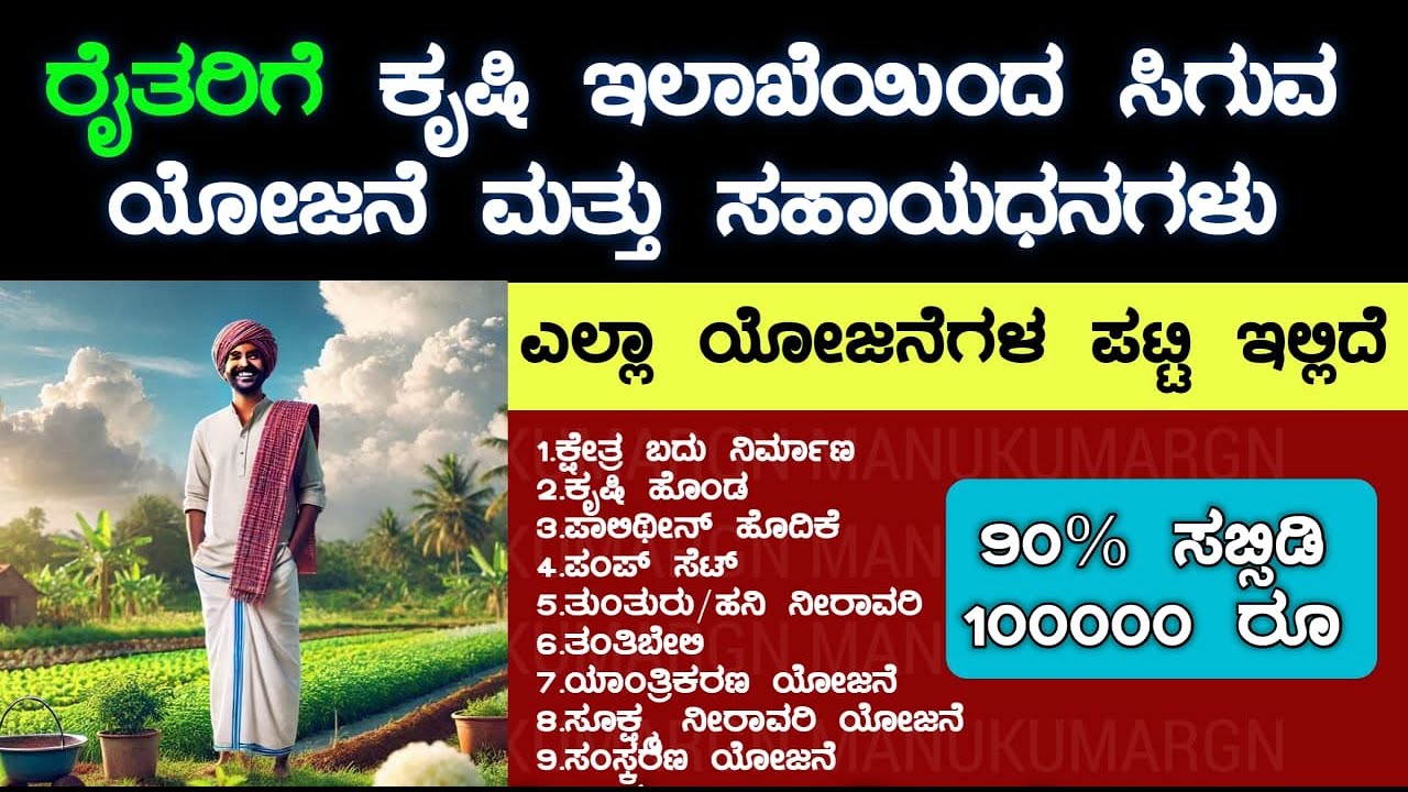 ರೈತರಿಗೆ ಕೃಷಿ ಇಲಾಖೆಯಿಂದ ಸಿಗುವ ಎಲ್ಲಾ ಯೋಜನೆ ಮತ್ತು ಸಹಾಯಧನದ ಬಗ್ಗೆ ಮಾಹಿತಿ | Govt Schemes For Farmers