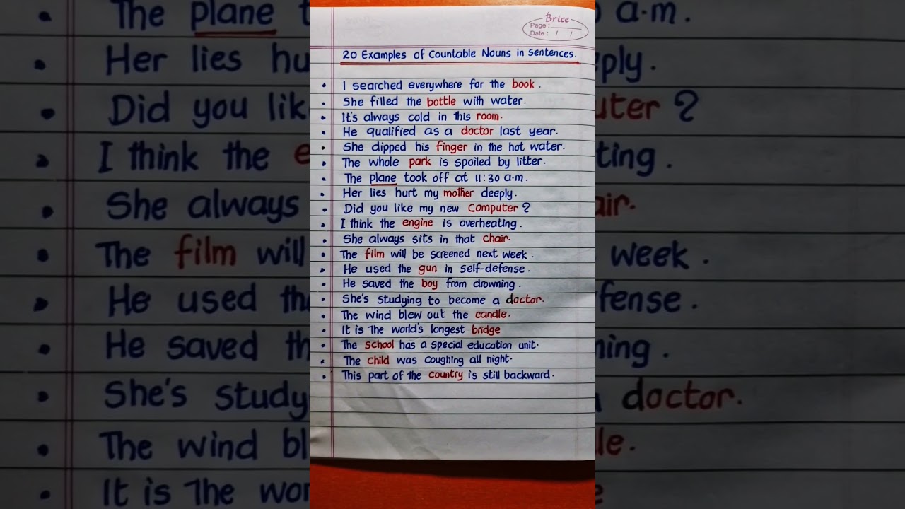 COUNTABLE NOUNS 🌟+ #shorts #nouns #countablenouns