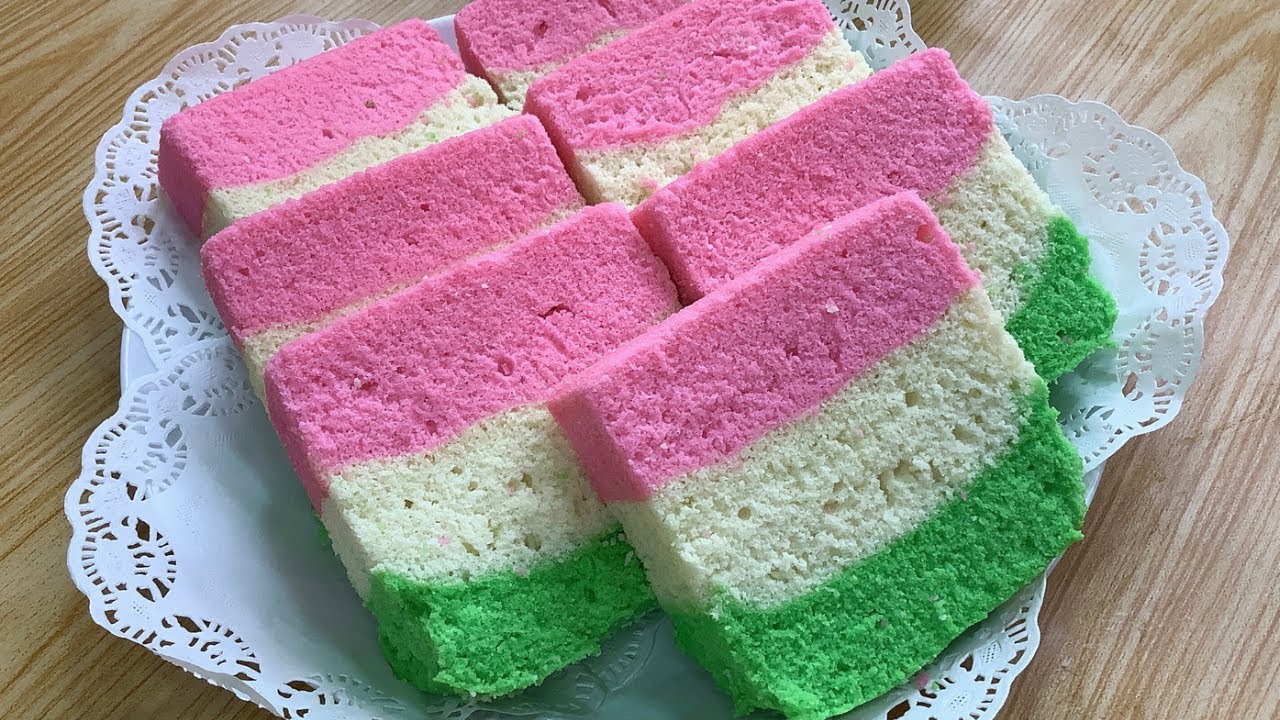 Resep bolu pelangi 2 telur || baru mateng langsung ludes karna rasanya enak !!