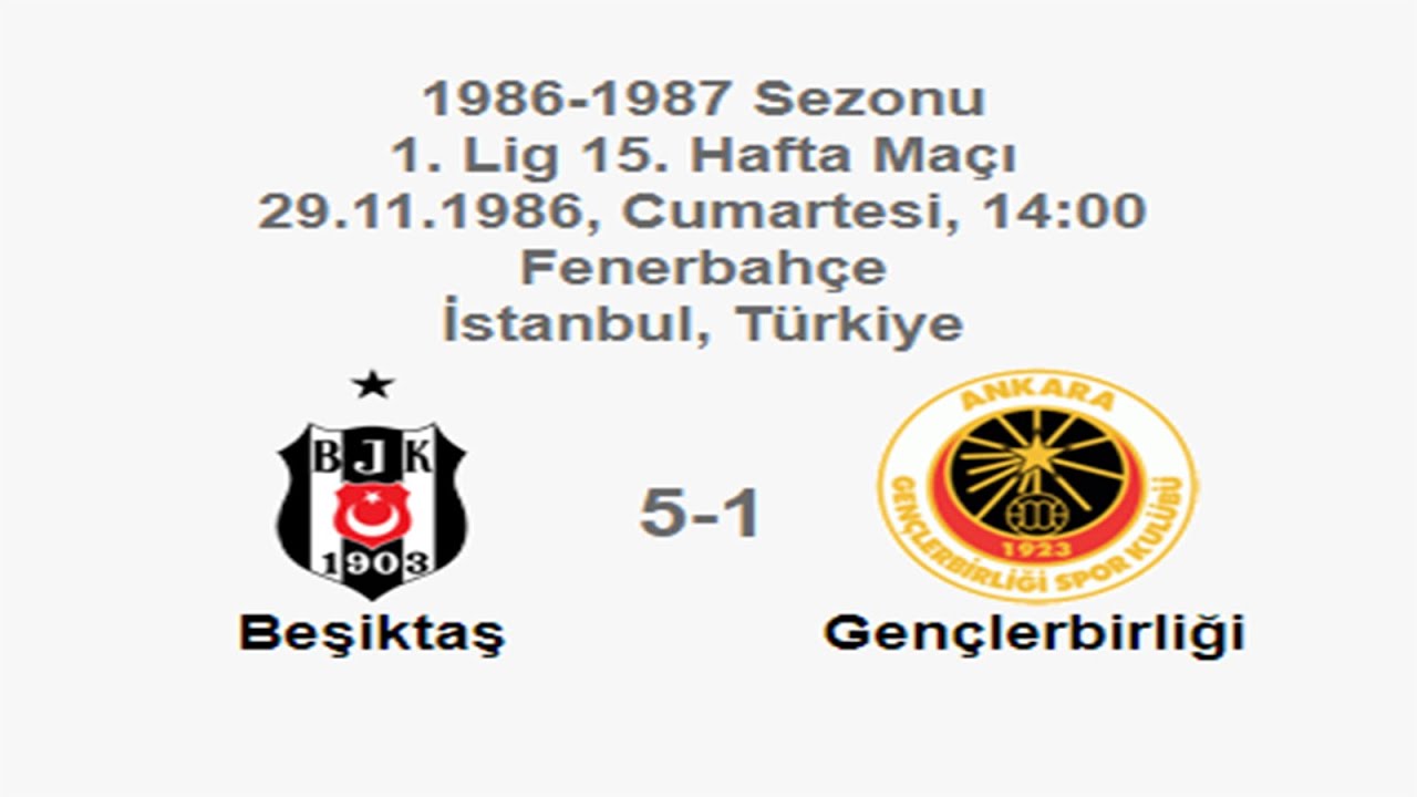 Beşiktaş 5-1 Gençlerbirliği 29.11.1986 - 1986-1987 Turkish 1st League Matchday 15