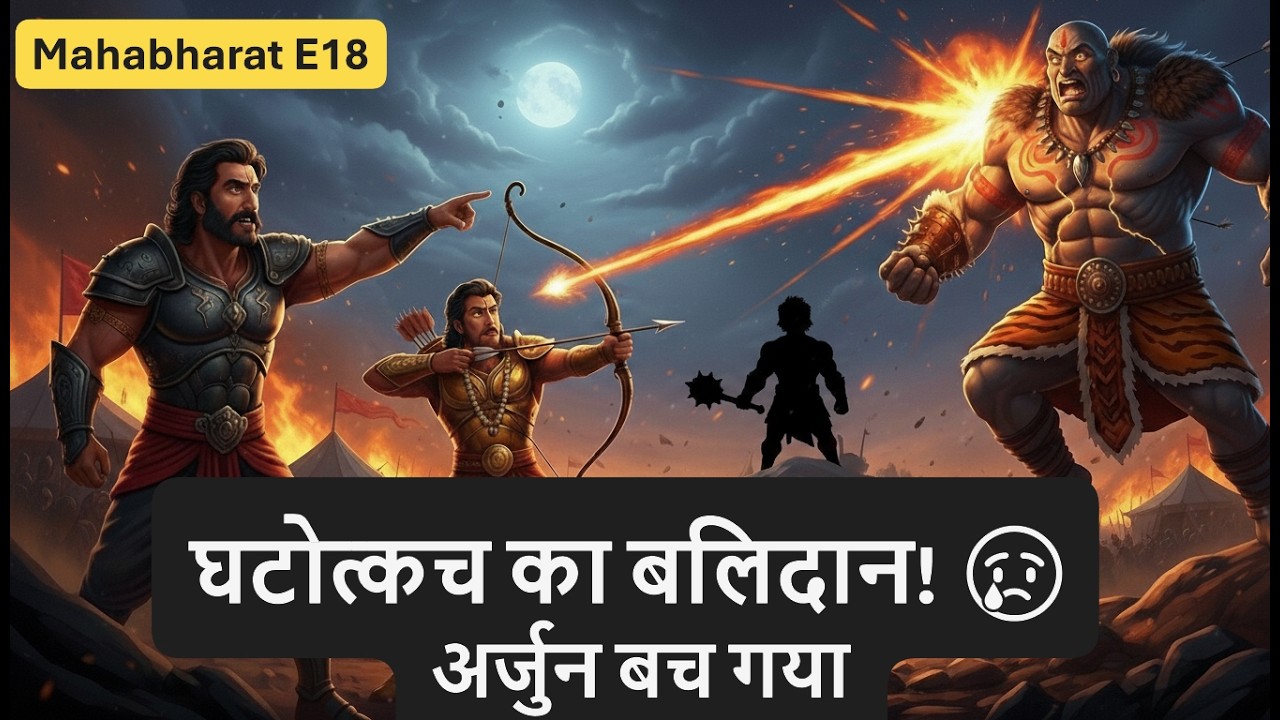 महाभारत एपिसोड 18 |  घटोत्कच का बलिदान! 😢 अर्जुन बच गया | Hindi Kahani | Moral Stories | 4K