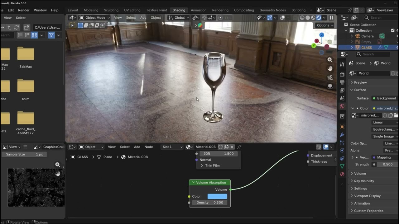 Реалистичный материал стекла в Blender 5.0