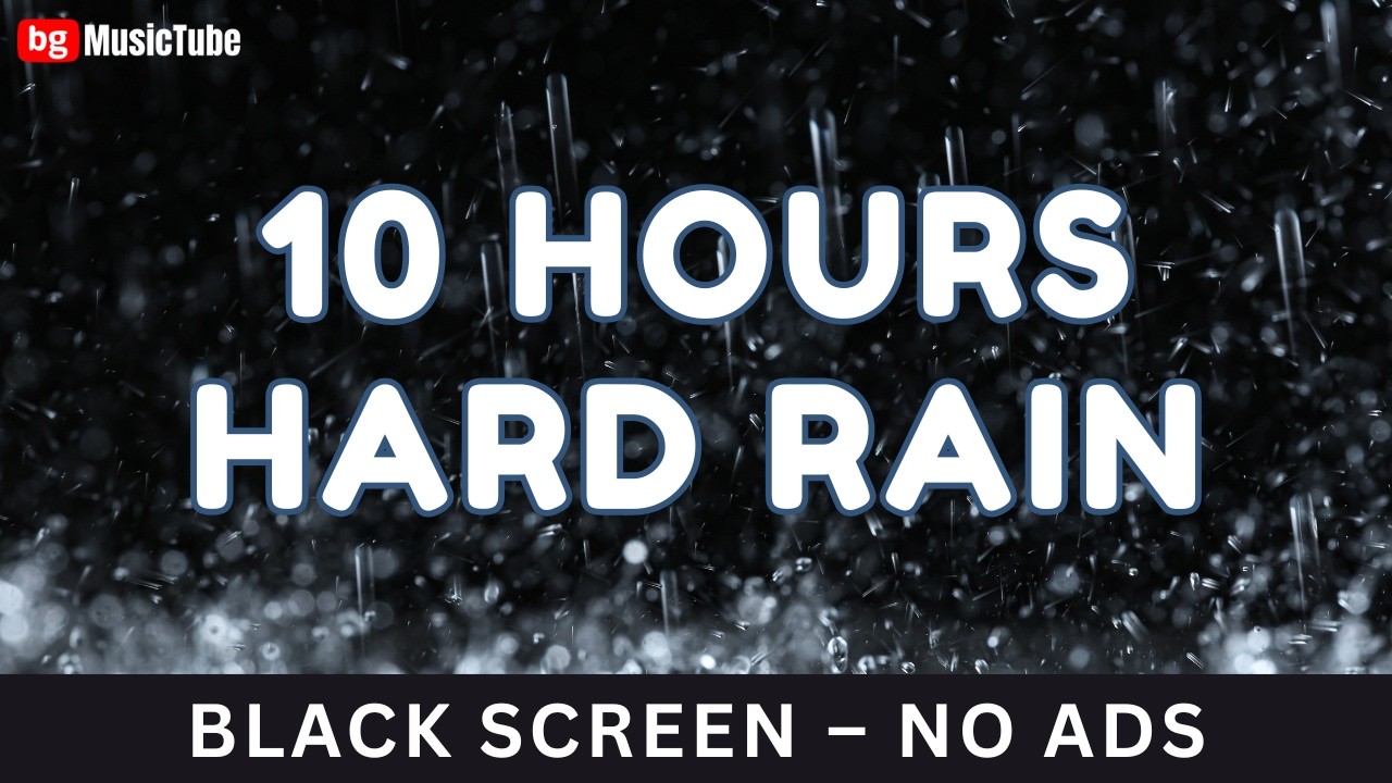 10 Hours Hard Rain 🌧️ Black Screen Ambient Sleep Music