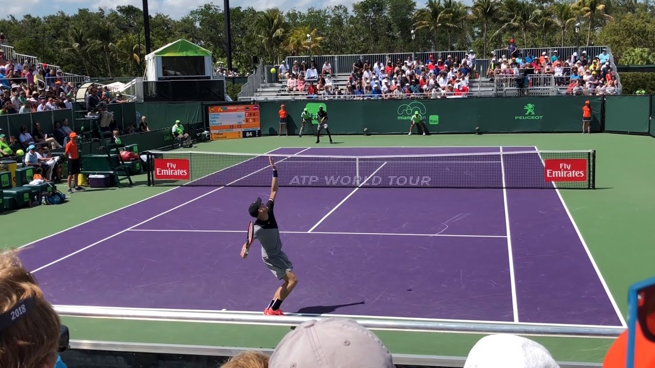 Frances Tiafoe vs Kyle Edmund Miami Open 2018 Court Level View HD