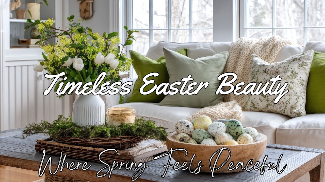 Farmhouse Easter Home Decor Ideas | Simple, Timeless Beauty in Green & Cream