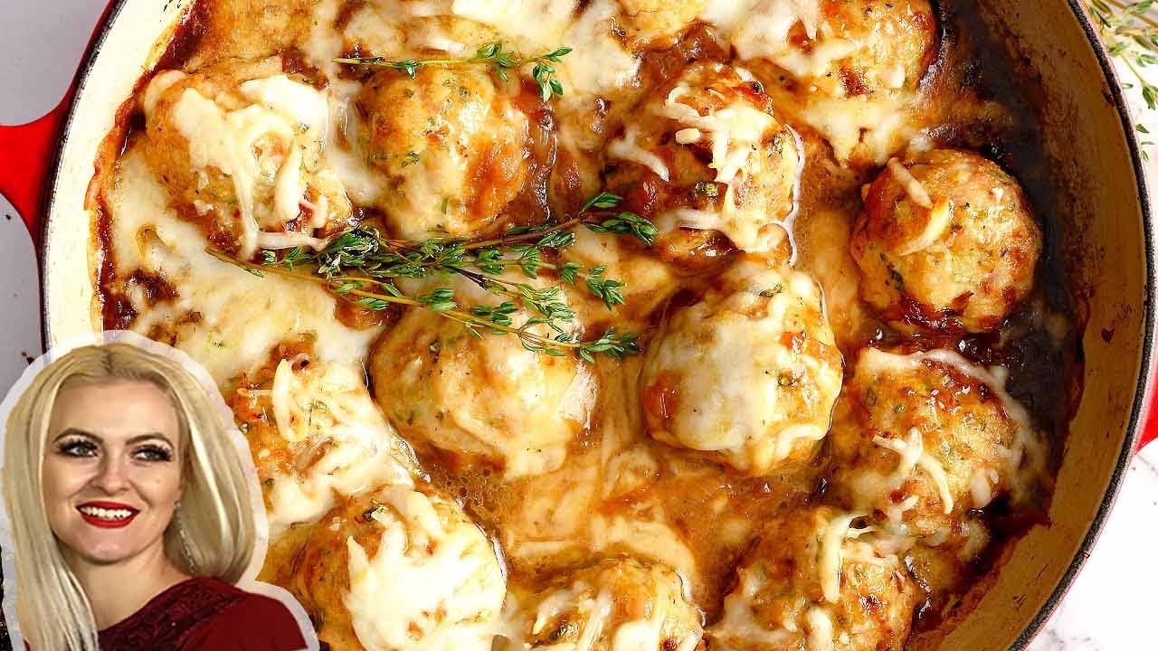 Baked French Onion Meatballs