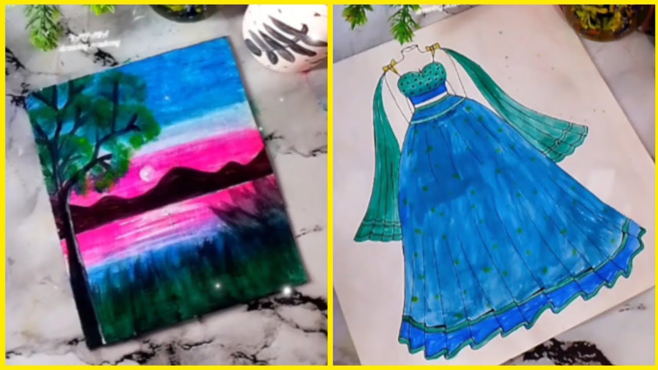 5 beautiful art work🥰//#art #drawing #satisfying #painting #kalpanadrawingacademy