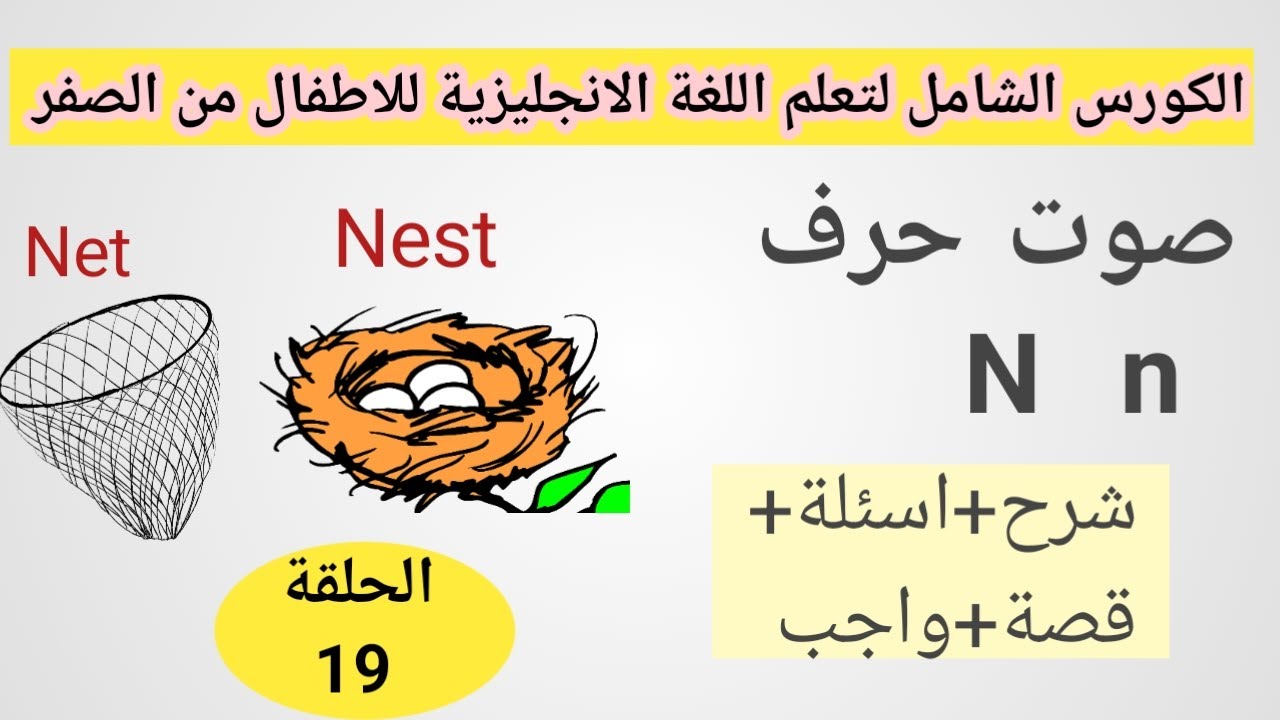أصوات الحروف الإنجليزية|صوت N | أقوي كورس إنجليزي للأطفال|الحلقة 19 The sound of letter N | phonics