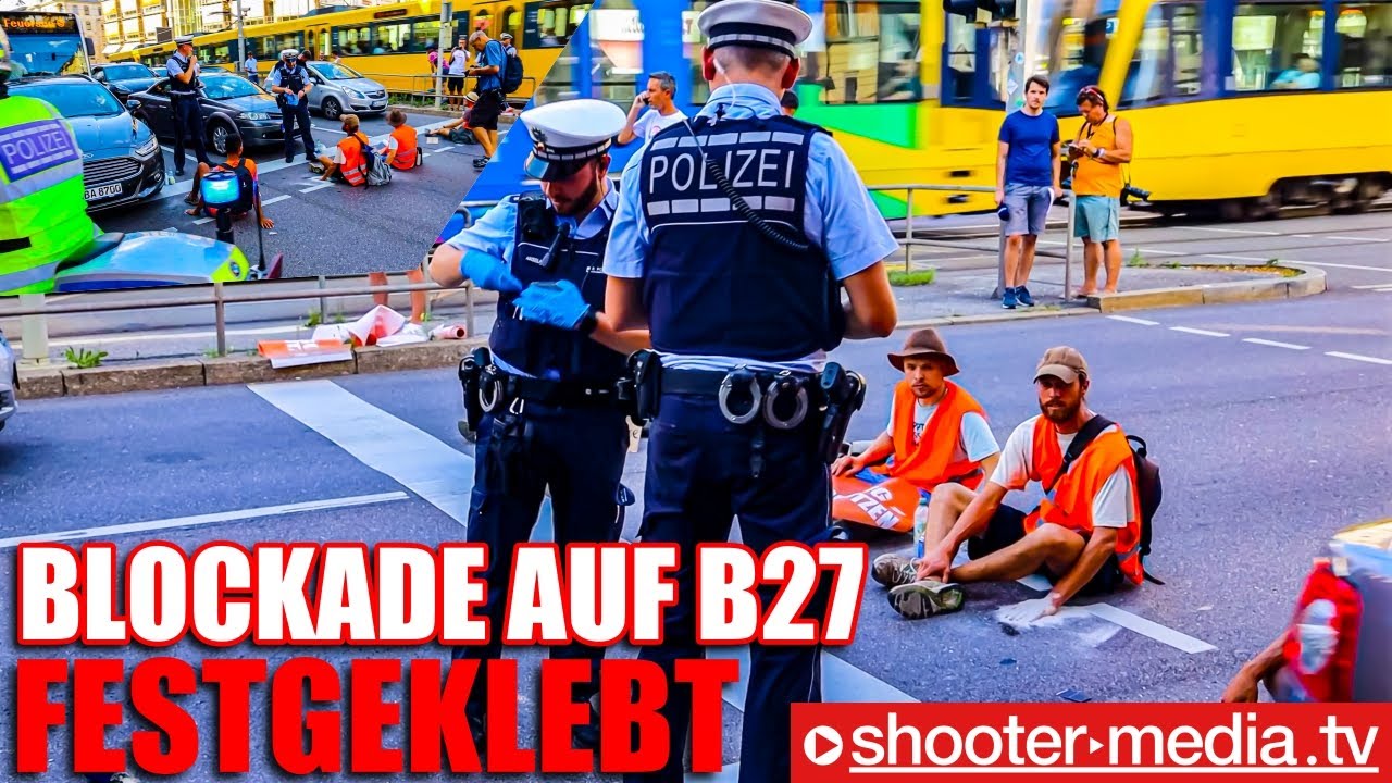 ⛔️  BLOCKADEAKTION auf B27  ⛔️ | 👮‍♂️  Polizei benötigt Feuerwehr zur Hilfe  🚒 | Stau