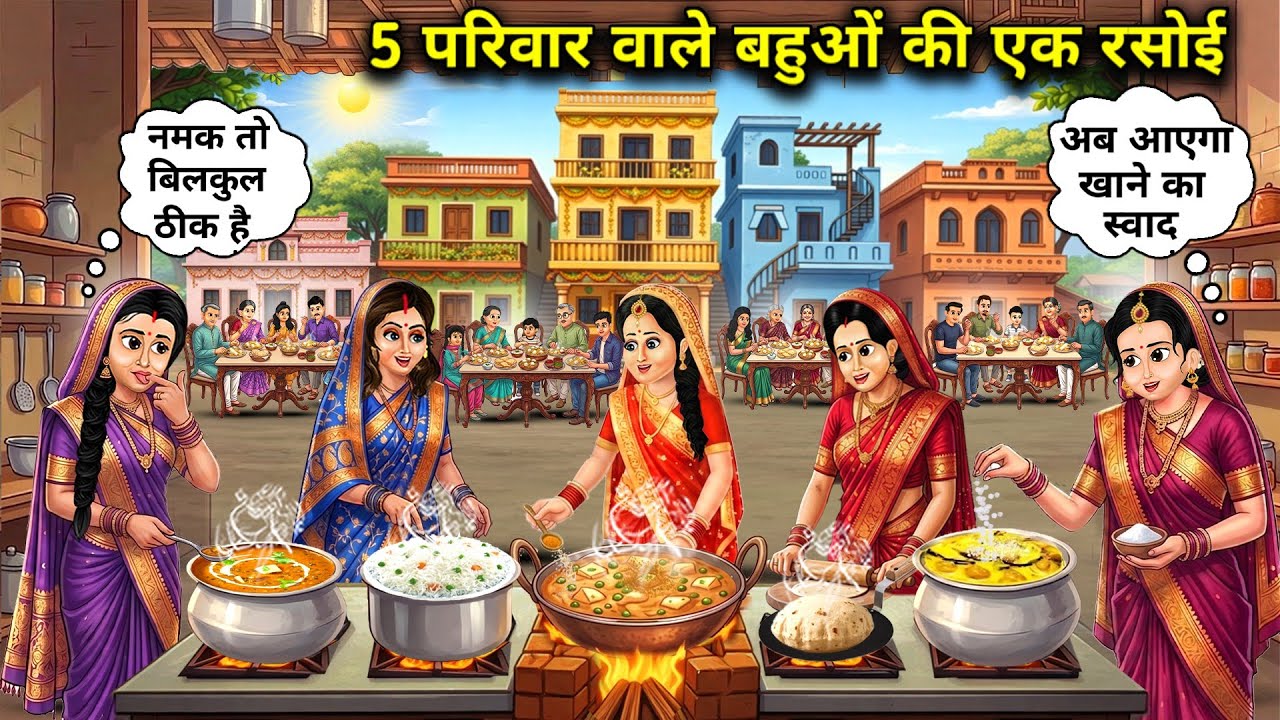 5 परिवार वाले बहुओं की एक रसोई||One kitchen for five families and daughters-in-law||Hindi cartoon st