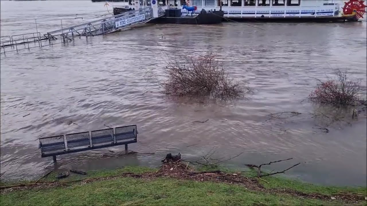 HOCHWASSER IN WESEL AM NIEDERRHEIN GRAV INSEL