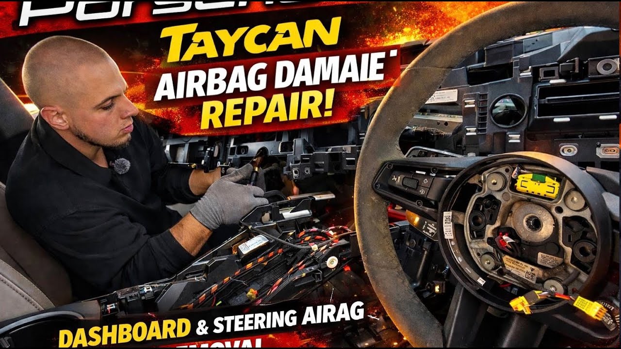 Porsche Taycan Airbag Damage Repair | Dashboard & Steering Airbag Removal