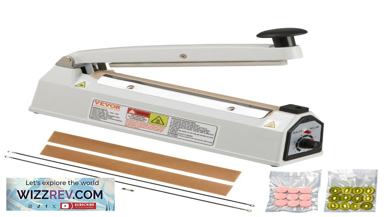 VEVOR Impulse Sealer 8 inch Manual Heat Sealing Machine with Adjustable Heating