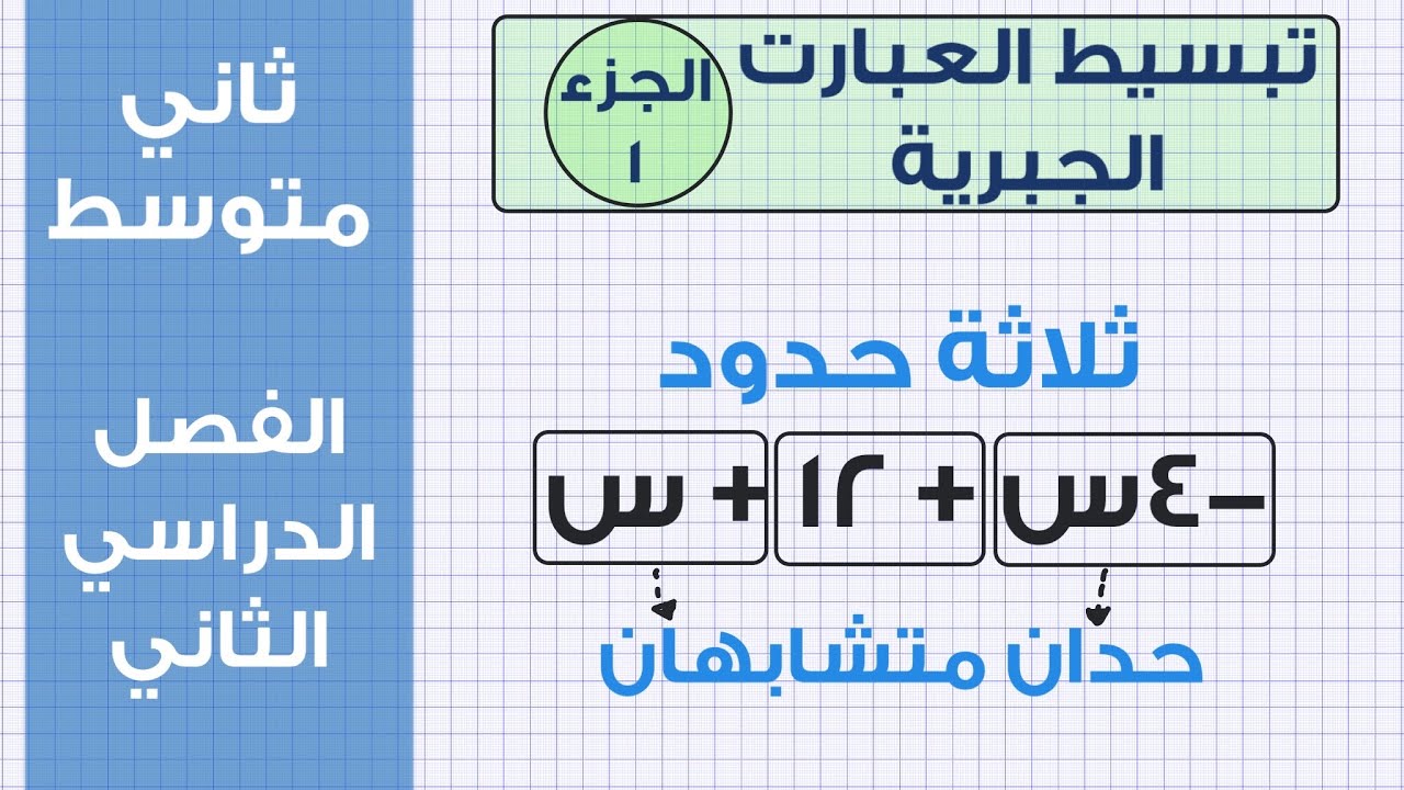 تبسيط العبارات الجبرية الجزء الاول