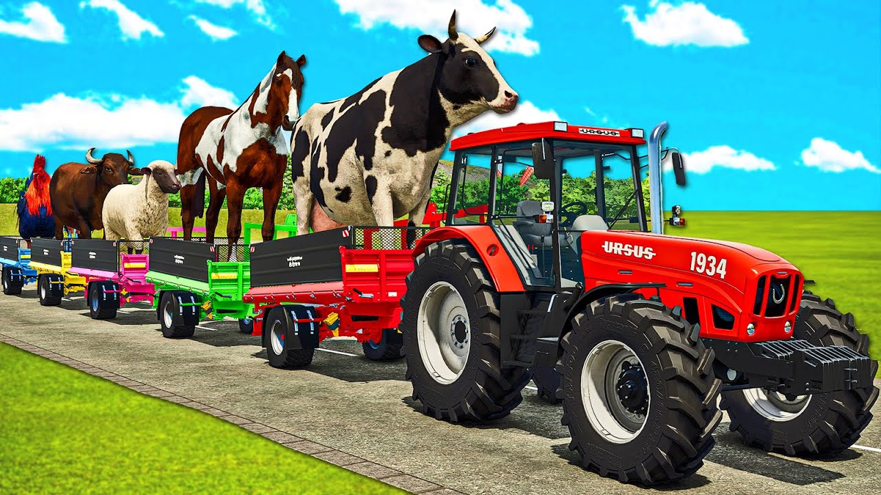 TRANSPORT OF COLORS! MEGA WORK WITH ROOSTER, COW, SHEEP, BUFFALO & HORSE! FS 25