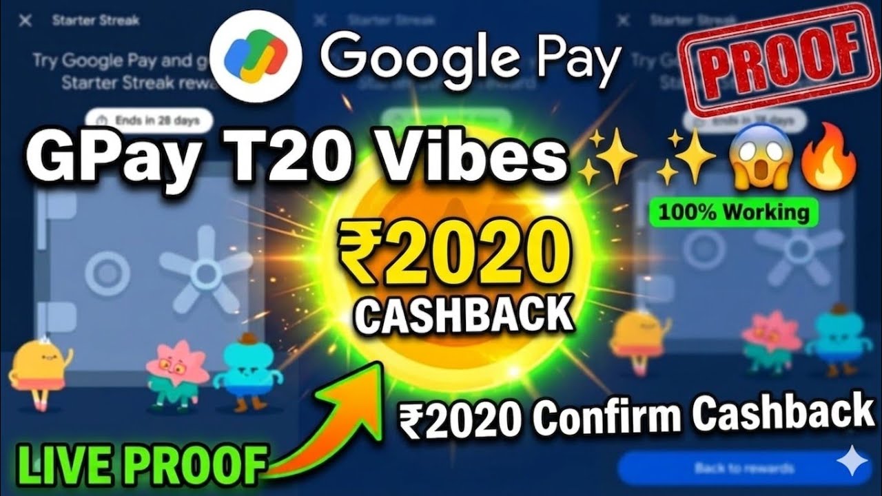 Google Pay T20 Vibes Offer Trick 😱 | Earn Up To ₹2020 Cashback Gpay | Gpay Vibe Offer Trick