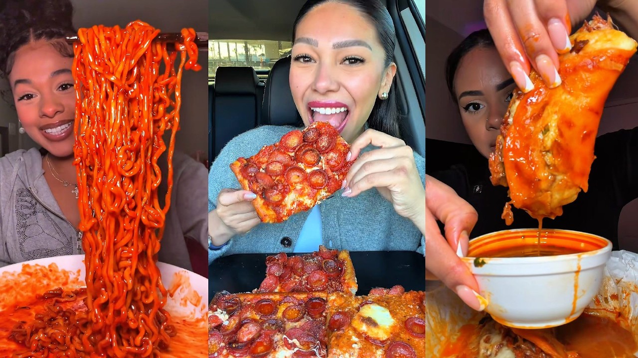 TIKTOK Mukbang Compilation | Buldak, Pizza Hut, Taco Bell, Wingstop, Chipotle & More!