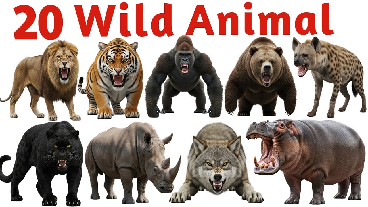 20 Wild Animals Name for Kids | Learn Wild Animal Names with Pictures & Sounds | Kids Learning Video