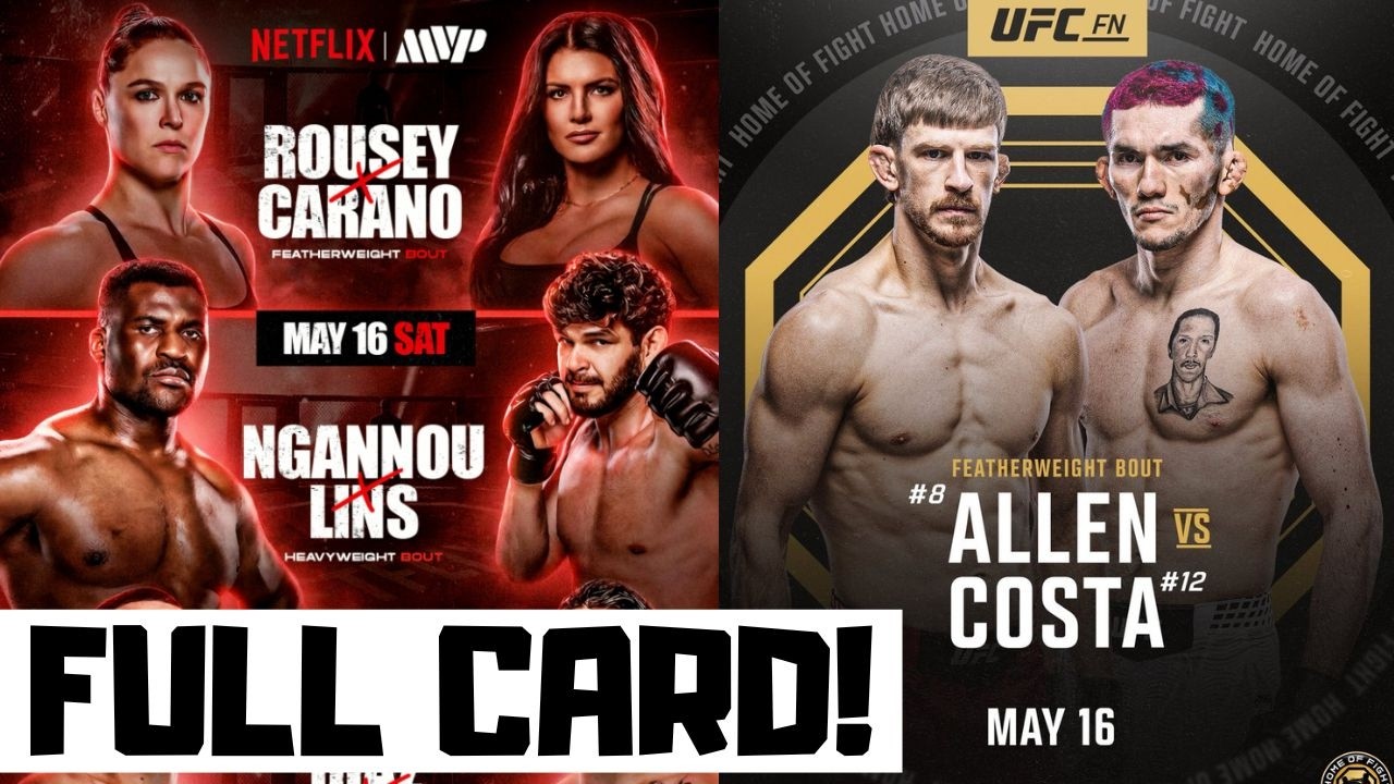 Rousey vs Carano & UFC Fight Night Allen vs Costa Full Card Predictions UFC Vegas 117 & Netflix MMA