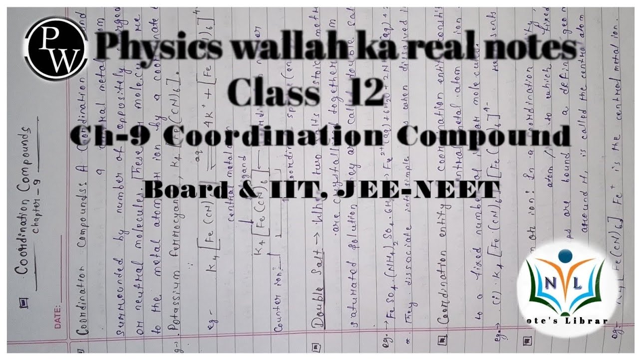 Class-12🔥 Coordination Compund best Note's for Boards & IIT, JEET-NEET🔥💯