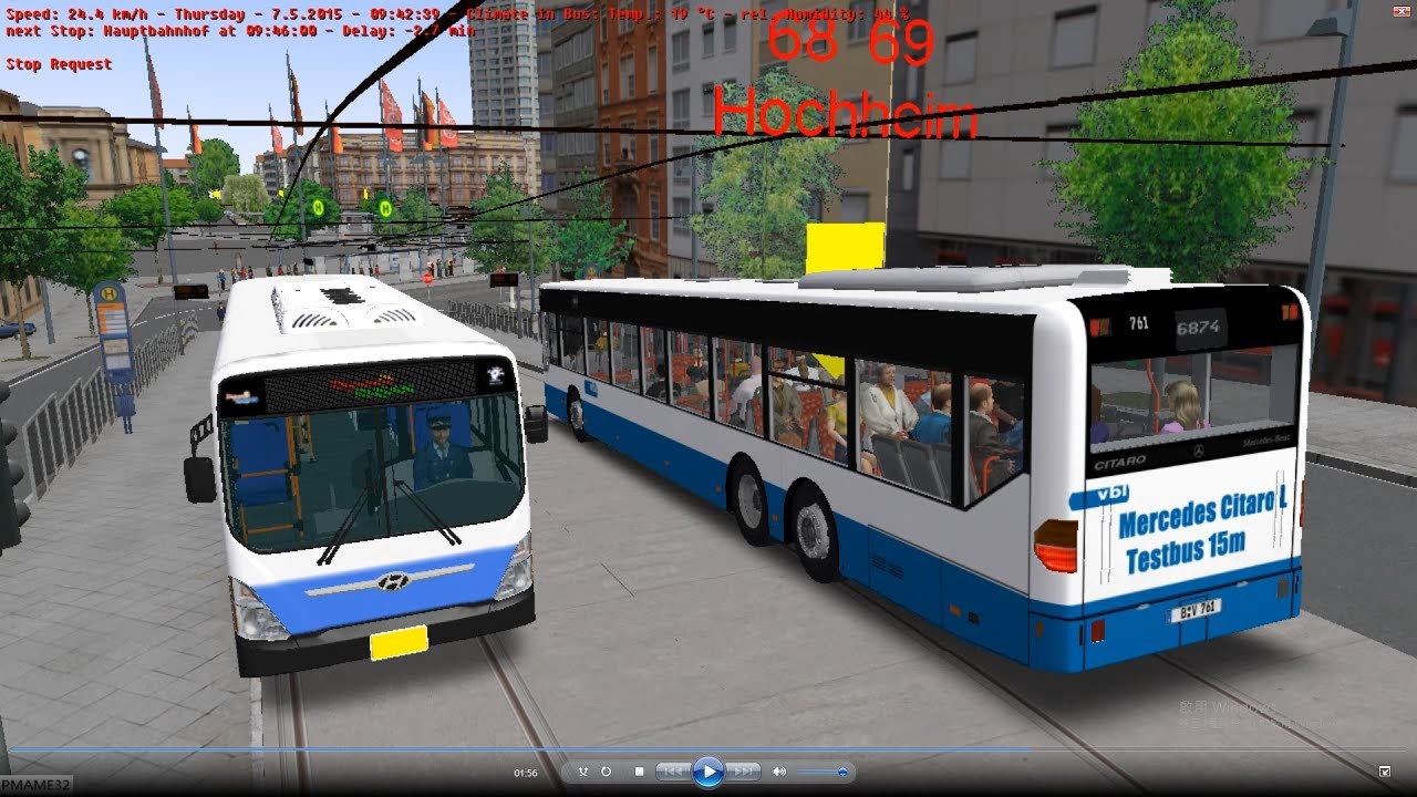 Omsi 2 tour (726) 德國 Mainz MVG 68 Klein Winternheim - Hochheim Berliner @ Mercedes-Benz Citaro 15m
