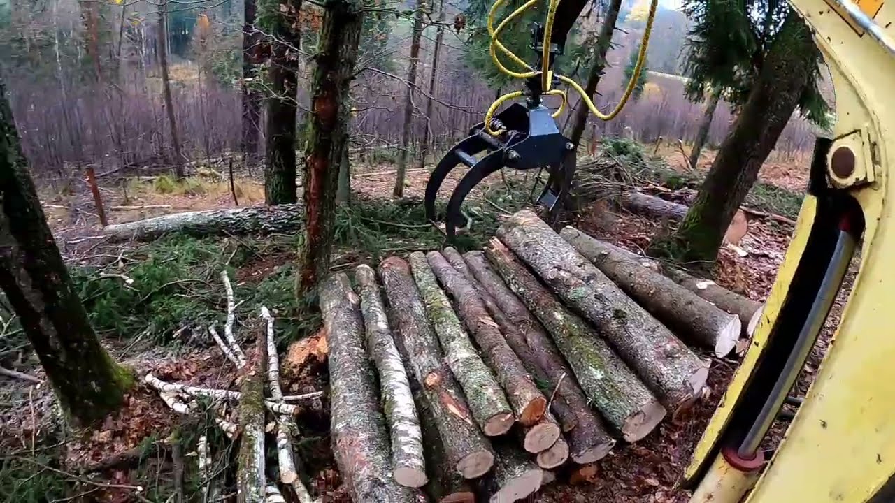 Brennholz poltern mit Bagger Yanmar B22 #Stihl 261