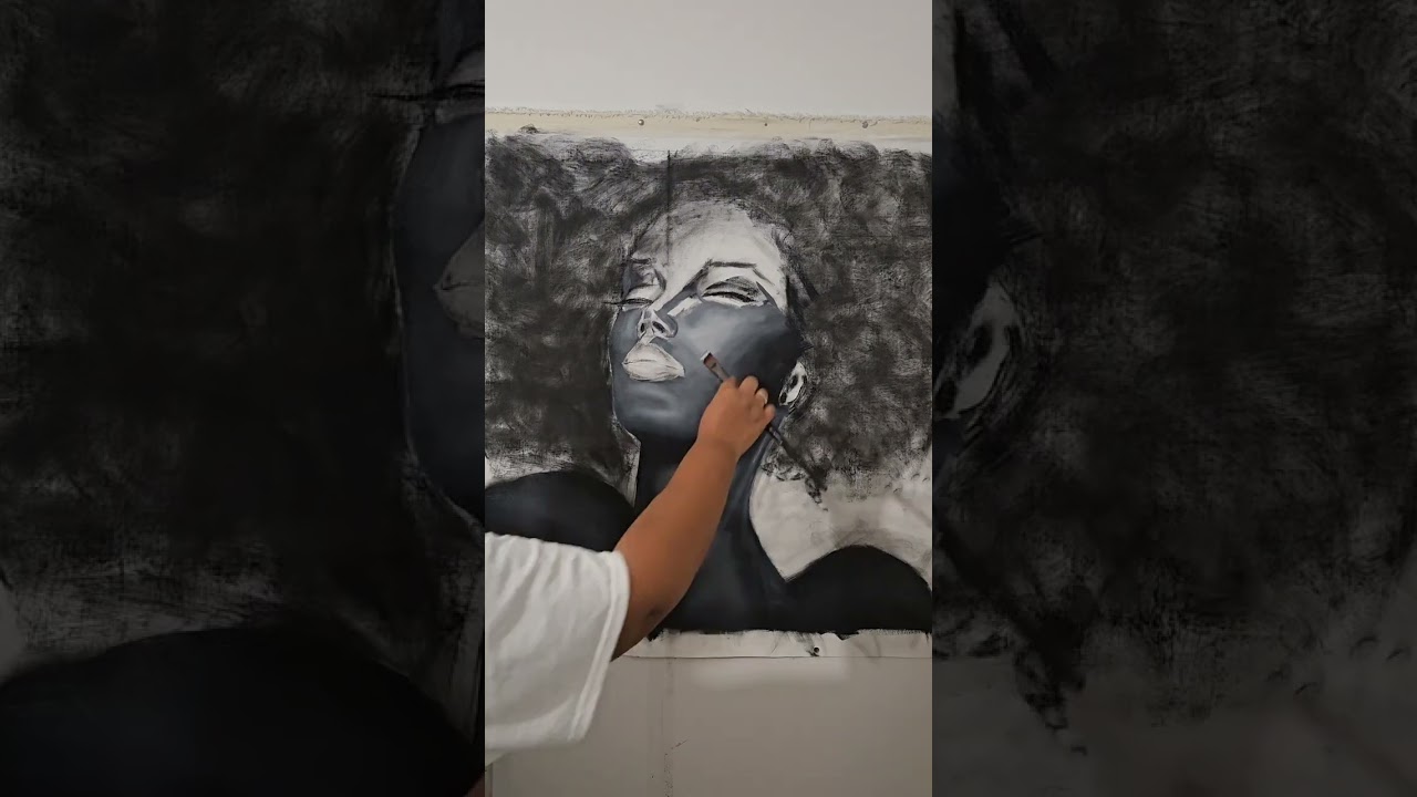 charcoal under drawing with oil paints