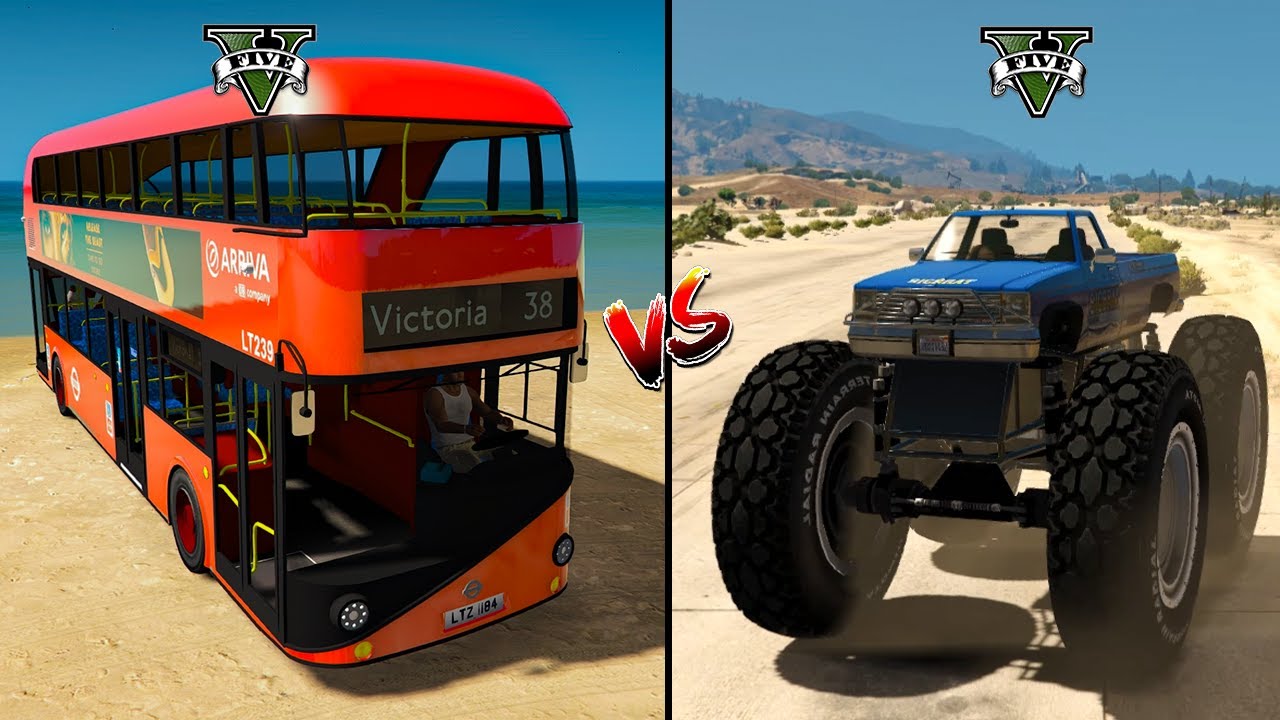 Gta 5 Double Decker Bus Vs Gta 5 Monster BigBrat Car | Which Is Best?