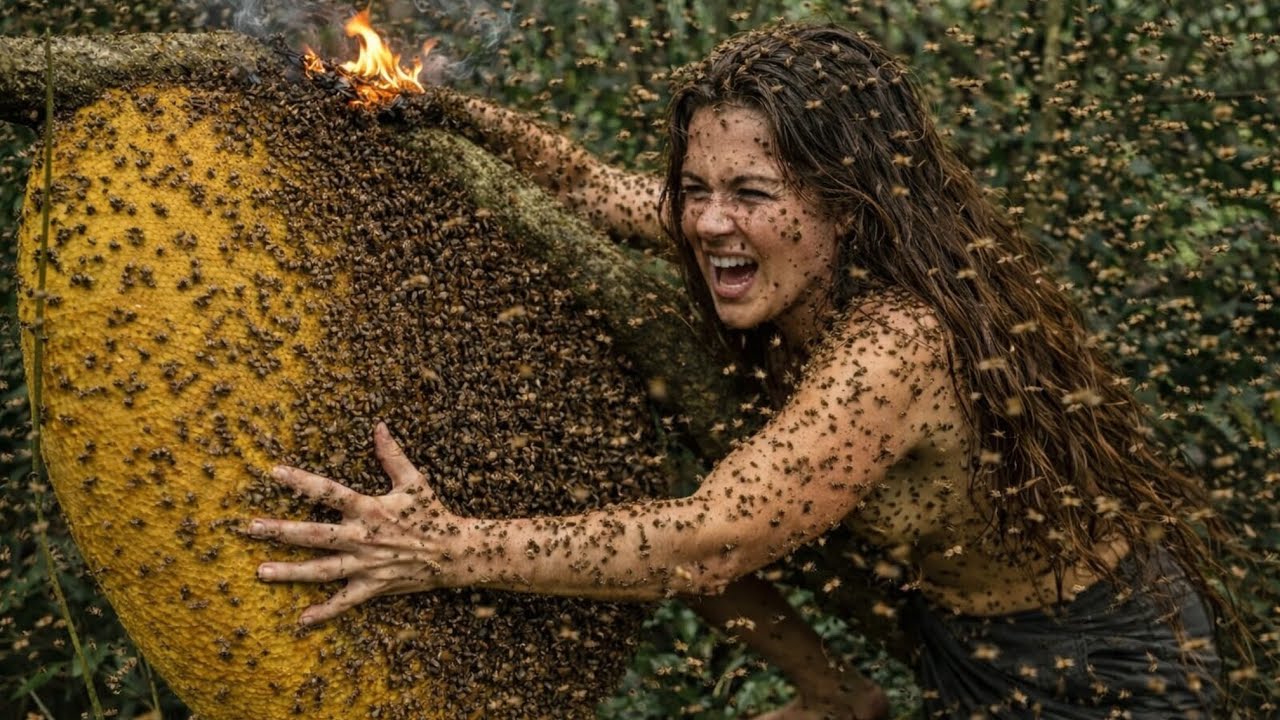 Harvesting a Giant Wild Honeycomb – Surrounded by Bees