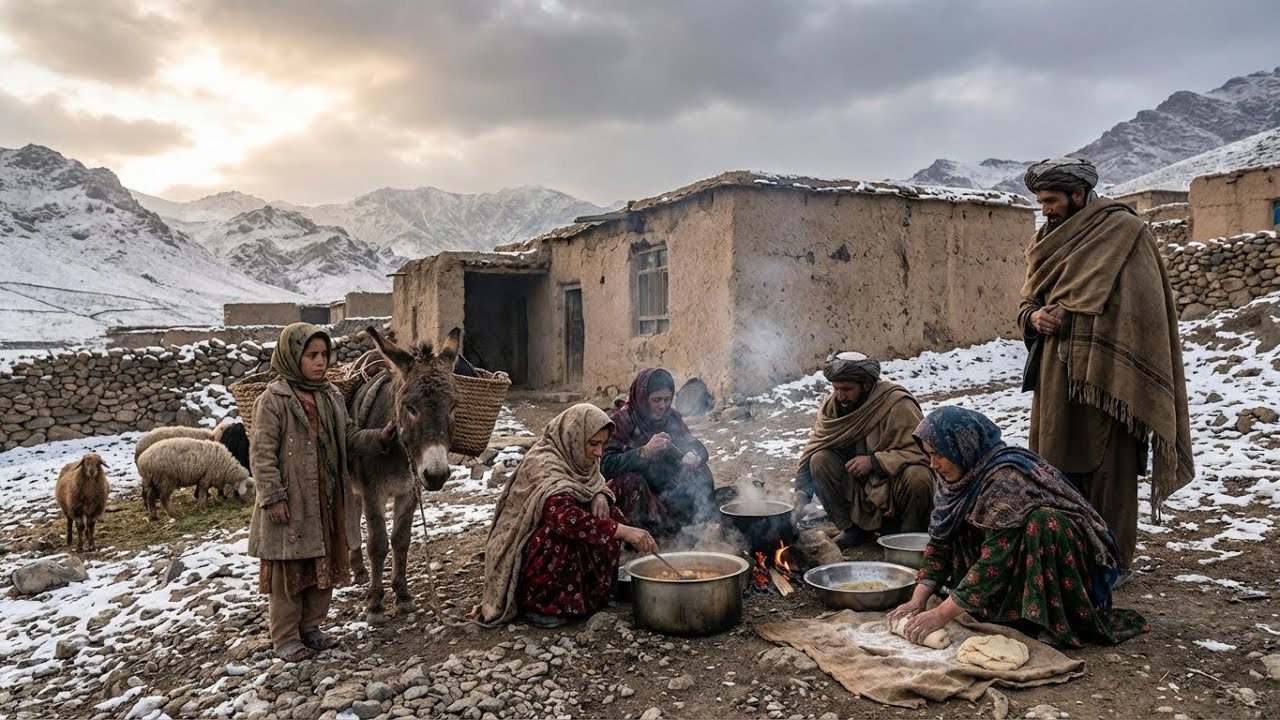 Surviving in Afghanistan's Coldest Village  65°C  Fish Curry Cooked by a Shepherd Mother