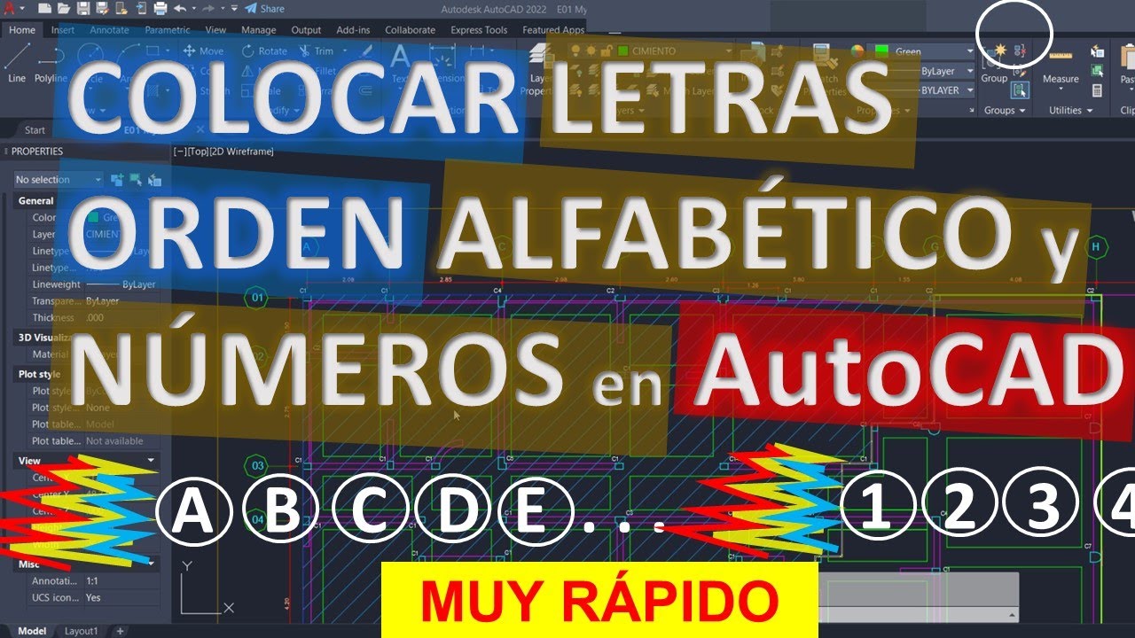 Colocar Letras en Orden Alfabético en AutoCAD, Numerar Automáticamente,  con Circulos o Hexágonos