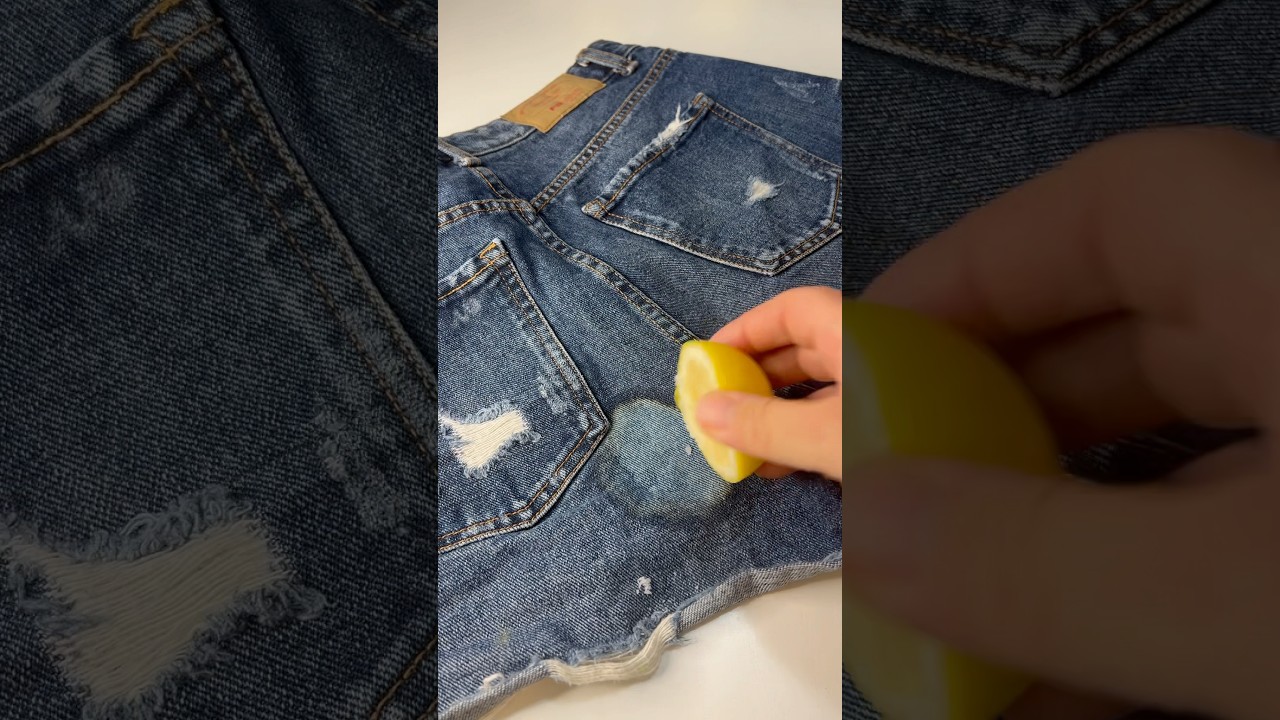Life Hack 🍋👖🍋 Don't rush to throw it away #Clean #jeans #LifeHack #cleaninghacks #bleach