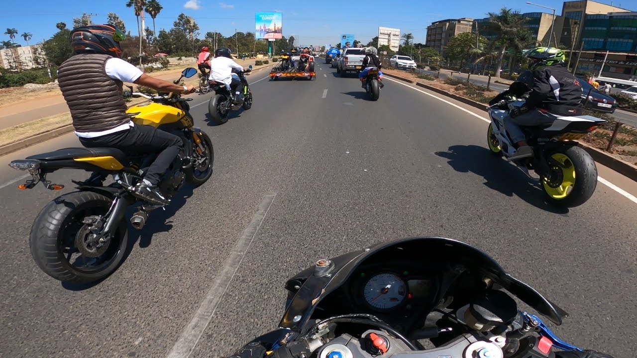 Bikers convoy escorting expensive cargo 🇰🇪 - raw