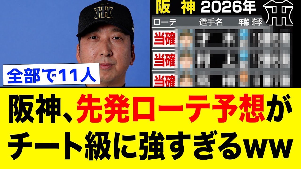 【2026阪神】連覇の期待が大きくかかる阪神タイガース、そんな阪神の2026年の先発ローテ予想がこちら