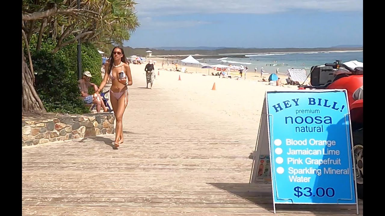 A walk along Hastings Street and along the beach boardwalk in Noosa, Queensland Australia.