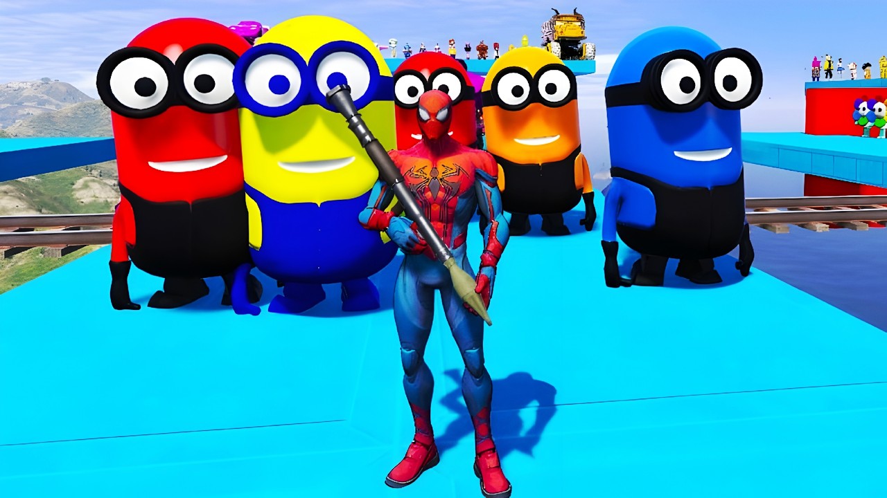 GTA V Funny Ragdoll Moments – Spiderman vs Blue Minion Epic Episode.#3