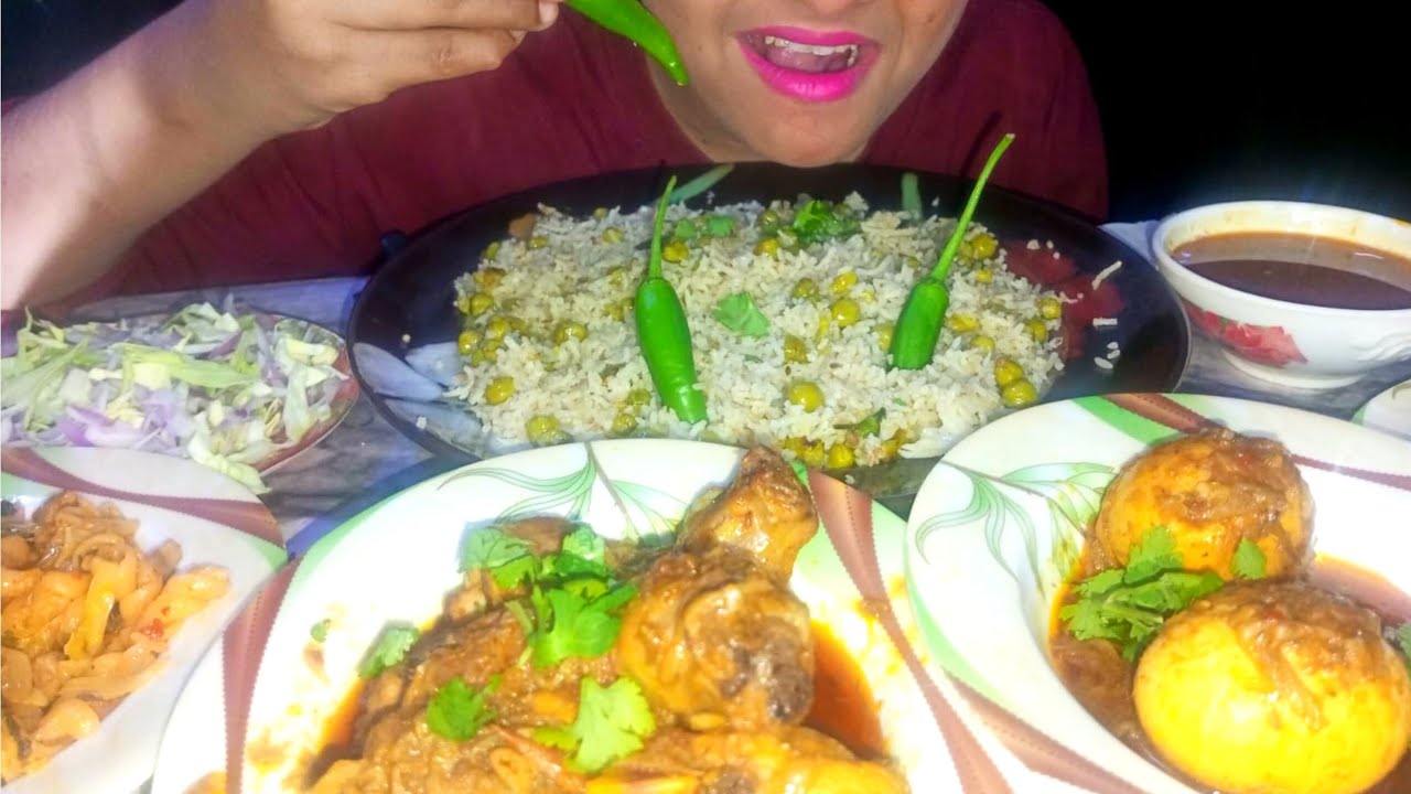 Eating Daily Food Chicken 🍗 Tikka masala Eggs 🥚 Pasta 🍝 Extra Garavi Matar Pulao same 🥗